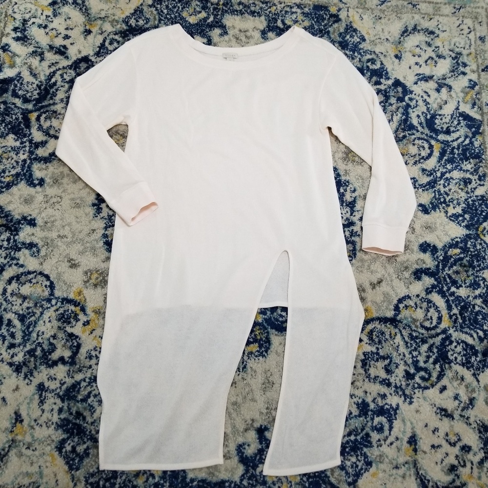 Hinge High Low Slit Sweatshirt Blush Ivory S